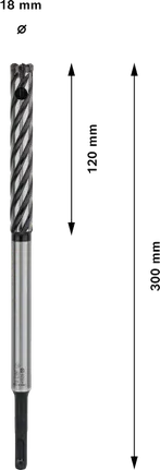 Broca para corte de varão Bosch PRO SDS plus, com 18 mm de diâmetro.