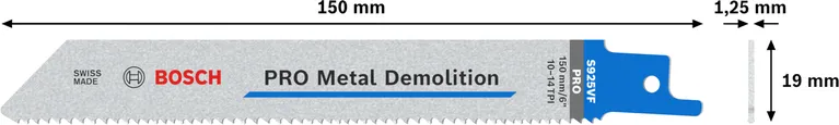 Lâmina de serra bimetálica Bosch PRO Metal Demolition S925VF.