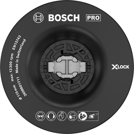 Almofada de apoio Bosch PRO Soft 115 mm, acessório X-Lock.