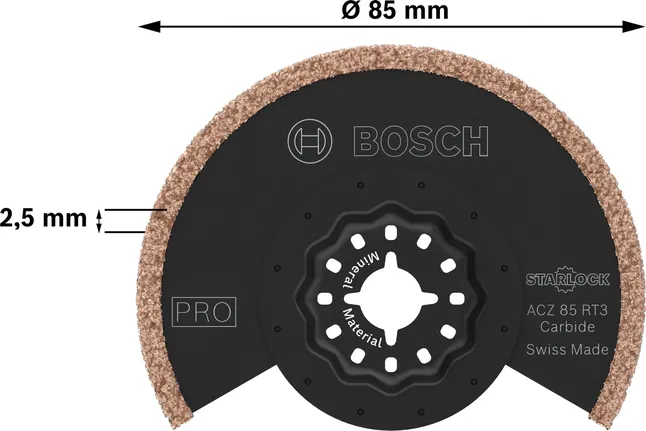 Lâmina multiferramenta Bosch PRO ACZ 85 RT3, fio de carboneto.