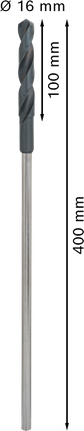 Broca de instalação para madeira Bosch PRO HSS de 16 mm para perfuração profunda.