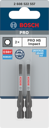 Brocas de impacto sextavadas Bosch PRO H5 de 55 mm, 2 unid.