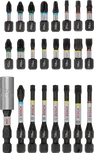 Conjunto de 24 pontas de chave de fendas de impacto Bosch PRO para uma fixação versátil.