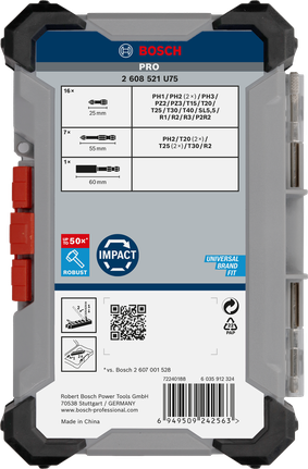 Conjunto de 24 pontas para chave de fendas de impacto Bosch PRO.
