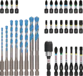 Conjunto misto Bosch PRO Impact com 35 peças para uma perfuração versátil.