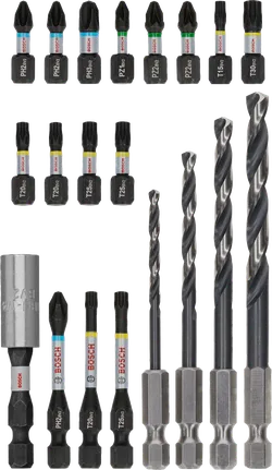 Conjunto de 20 brocas de impacto Bosch PRO Impact Metal para perfuração e aparafusamento.