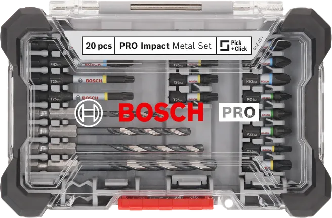Conjunto de 20 peças em metal Bosch PRO Impact.