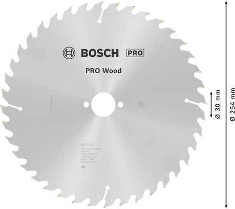 Lâmina de serra circular Bosch PRO Wood, 254 mm 40T.