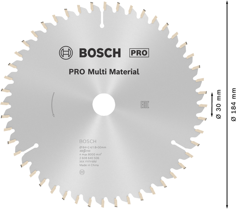 Lâmina de serra circular Bosch PRO Multi Material 184 mm.