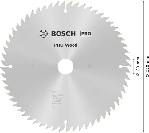 Lâmina de serra circular Bosch PRO Wood 250 mm T60.
