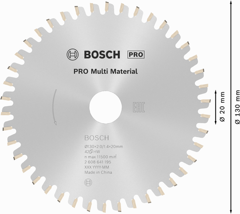 Lâmina de serra circular Bosch PRO Multi Material, 130 mm.