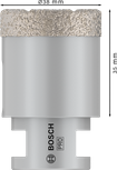 Broca de núcleo seco Bosch PRO Ceramic com 38 mm de diâmetro.