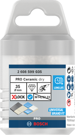 Broca cerâmica para perfuração a seco Bosch PRO 35 mm X-Lock.