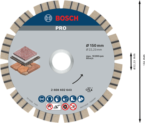 Disco diamantado Bosch PRO Stone 150 mm para corte de pedra.