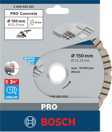 Disco diamantado Bosch PRO Concrete 150×22,23 mm.