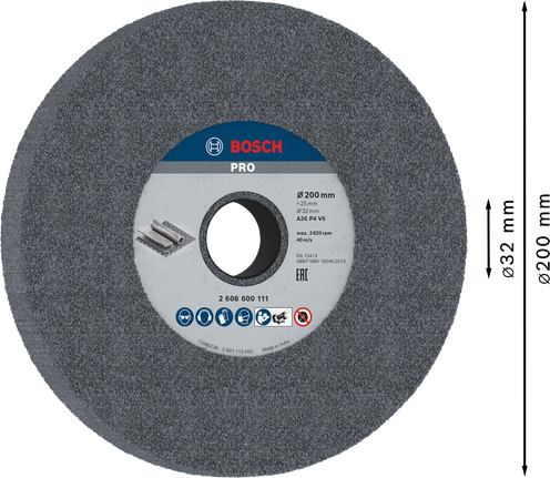 Disco de desbaste para metal Bosch PRO 200 x 25 x 32 mm G36.