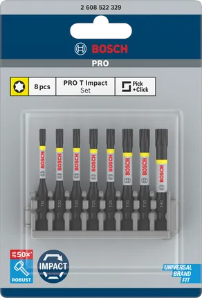 Conjunto de brocas de impacto Bosch PRO Torx 8 peças 55 mm.
