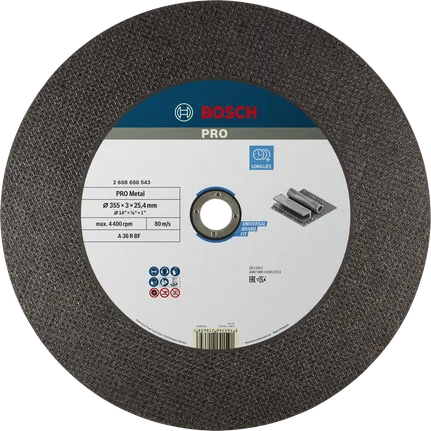 Disco de corte Bosch PRO com liga metálica, 355 x 3 x 25,4 mm.