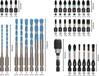 Conjunto misto Bosch PRO Impact com 35 peças com brocas e pontas de chave de fendas.