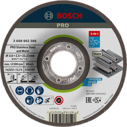 Disco aglomerado Bosch PRO em aço inoxidável e metal 3 em 1.