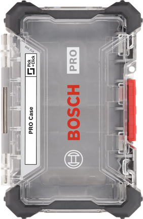 Estojo vazio grande Bosch PRO com fecho de segurança vermelho.