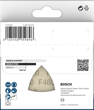 Folha de lixa Bosch PRO F460 93×93 mm G120 5 peças.