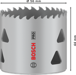 Serra copo multimaterial Bosch PRO com rosca de 56 mm.