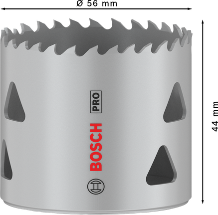 Serra copo multimaterial Bosch PRO com rosca de 56 mm.