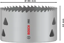 Serra copo multimaterial Bosch PRO de 86 mm para cortes versáteis.