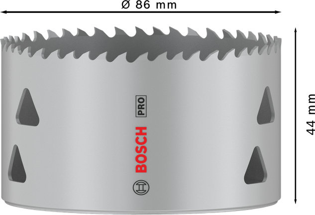 Serra copo multimaterial Bosch PRO de 86 mm para cortes versáteis.