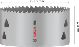 Serra copo multimaterial Bosch PRO com rosca de 98 mm.