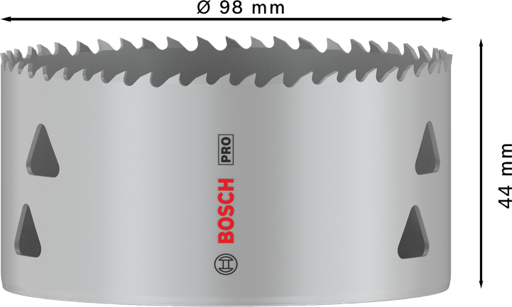 Serra copo multimaterial Bosch PRO com rosca de 98 mm.