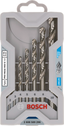 Conjunto de brocas Bosch PRO HSS-Co em aço inoxidável com 7 peças.