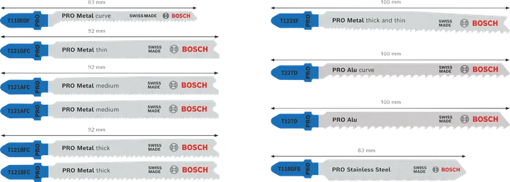 Conjunto de lâminas de serra tico-tico Bosch PRO para metal e alumínio de 92 mm, com 10 unid.
