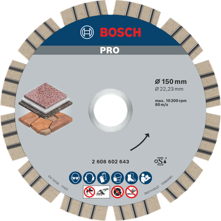 Disco diamantado Bosch PRO Stone 150 mm para corte de pedra.