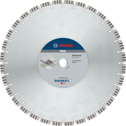 Disco diamantado Bosch PRO Concrete 450 mm para corte.