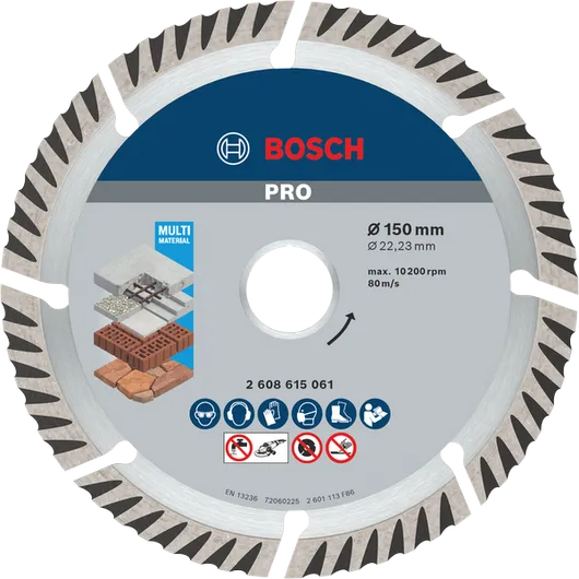 Disco diamantado Bosch PRO Multi Material 150 mm para corte.