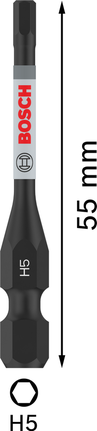Broca de impacto sextavada Bosch PRO H5 55 mm para parafusos sextavados.
