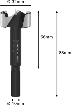 Broca Bosch EXPERT Wood Forstner com 32 mm de diâmetro.
