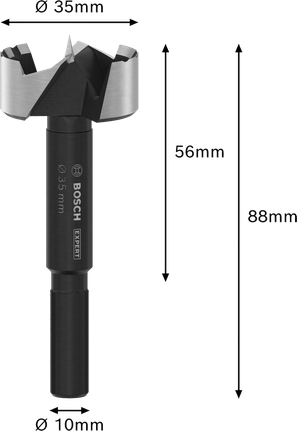 Broca Bosch EXPERT Wood Forstner com 35 mm de diâmetro.