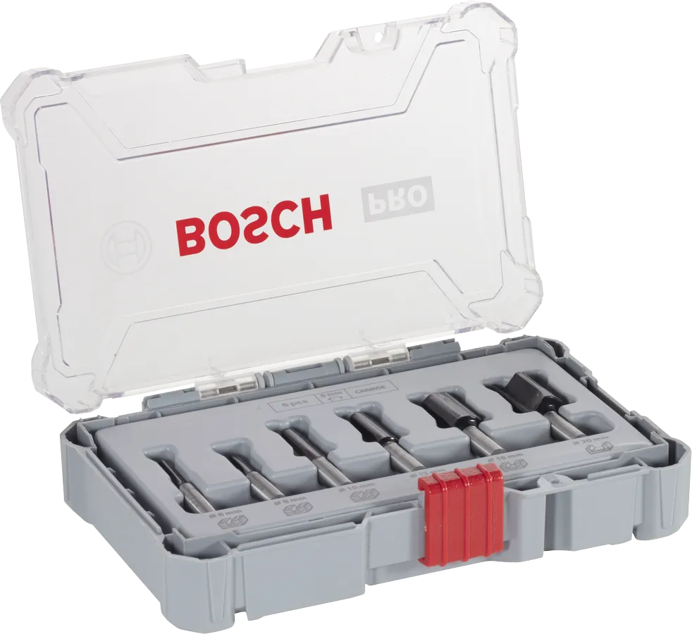 Conjunto de brocas retas para tupia Bosch PRO, haste de 8 mm, 6 peças.