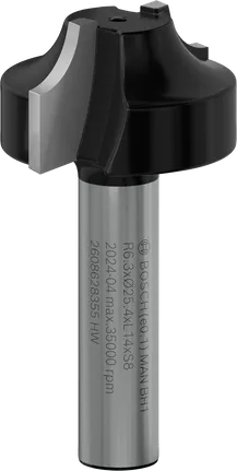 Broca de tupia Bosch PRO Ovolo R 6,3 mm para arredondamento de arestas.