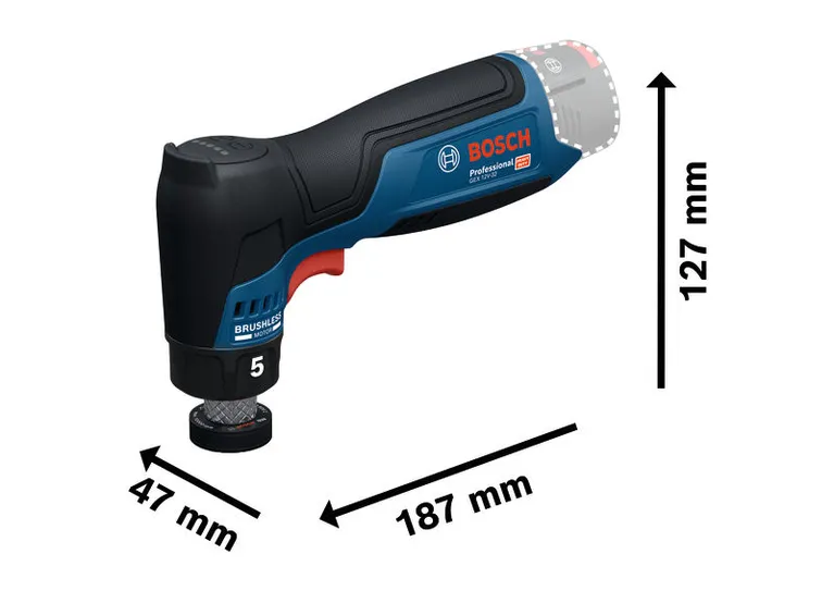 Dimensões da lixadora orbital aleatória sem fios Bosch GEX 12V-32.