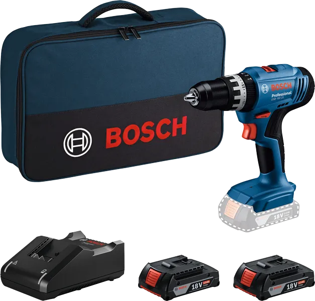 Conjunto de berbequim sem fio Bosch GSB 18V-25 com baterias.