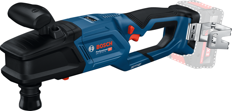 Berbequim angular sem fio Bosch GRD 18V-127 HX com cabo ergonómico.