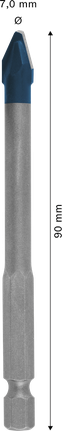 Broca de cerâmica dura Bosch EXPERT HEX-9 7x90 mm.