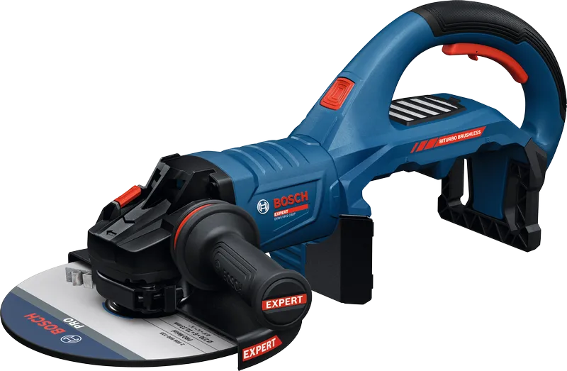 Rebarbadora sem fios Bosch EXWS18V2-230P com interruptor vermelho.