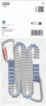 Cordão de segurança Bosch PRO com 2 mosquetões, capacidade máxima de carga de 6 kg.