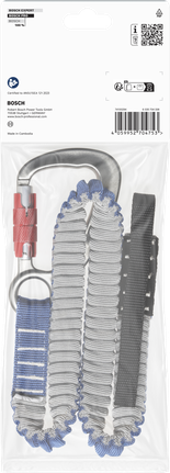 Cordão de segurança Bosch PRO para cargas pesadas de 16 kg com mosquetão e laço de corda plana.