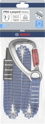 Cordão de segurança Bosch PRO para cargas pesadas de 16 kg com mosquetão e laço de corda plana.